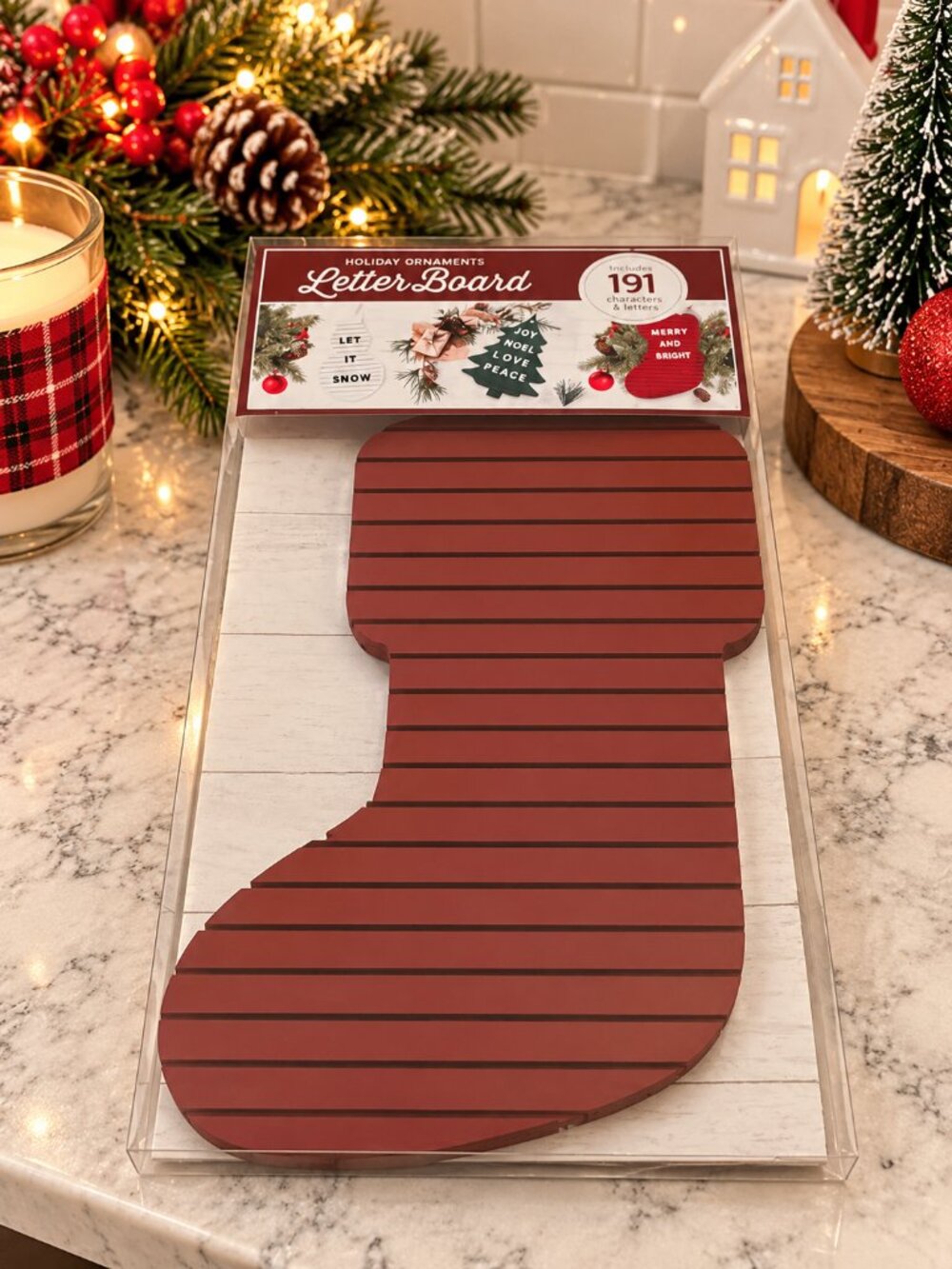 Holiday Ornaments Letterboard Stocking Shape-NWT